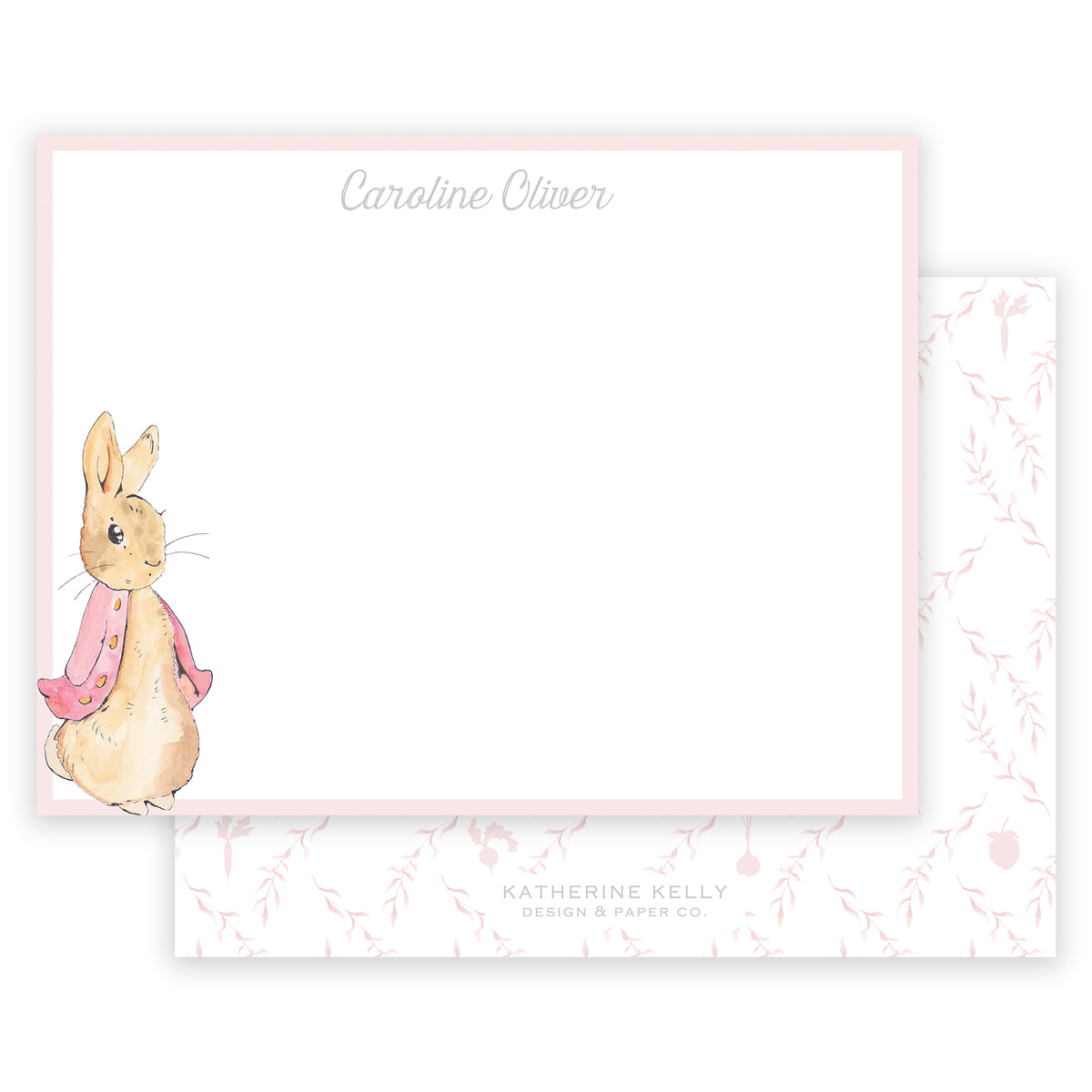 pink peter rabbit notecard – Katherine Kelly Design