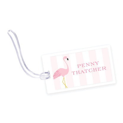 flamingo laminated bag tag