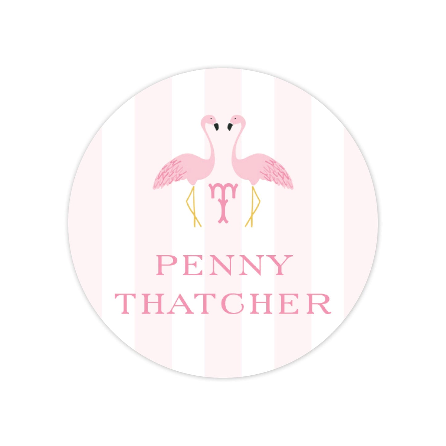 flamingo round vinyl school labels