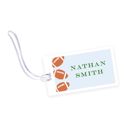 football laminated bag tag