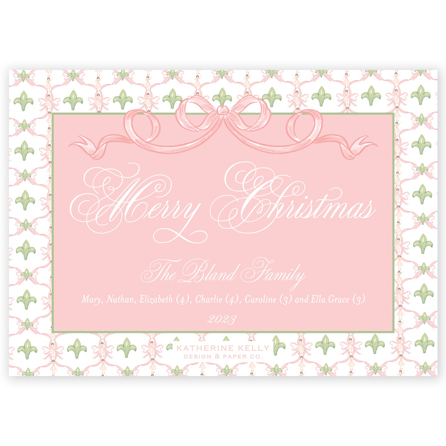 pink garland bow landscape photo holiday card