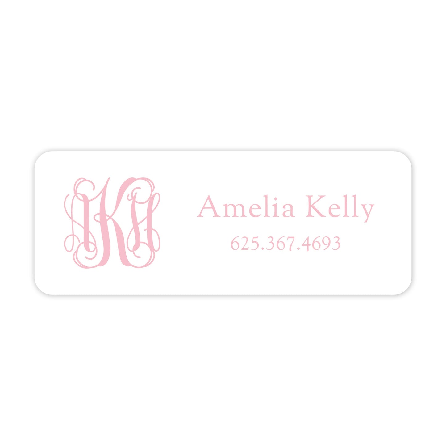 pink monogram vinyl school labels