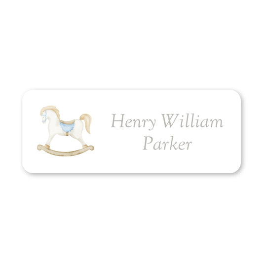 blue rocking horse vinyl school labels