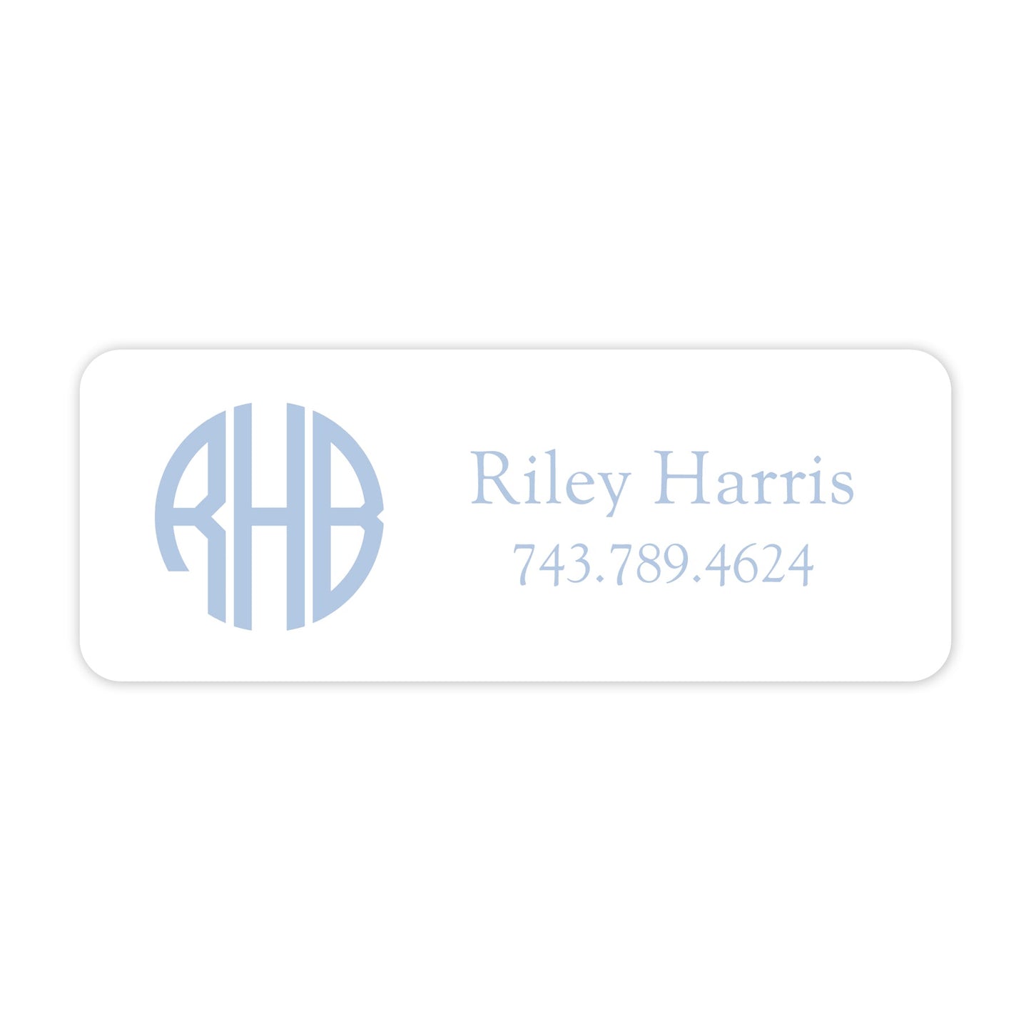 blue monogram vinyl school labels