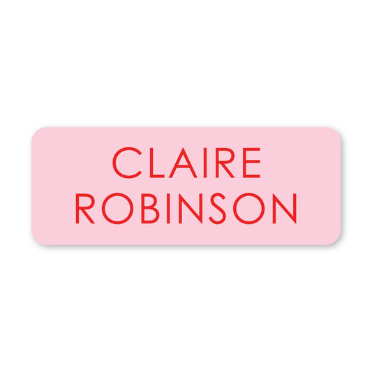 tone on tone vinyl school labels - red on pink