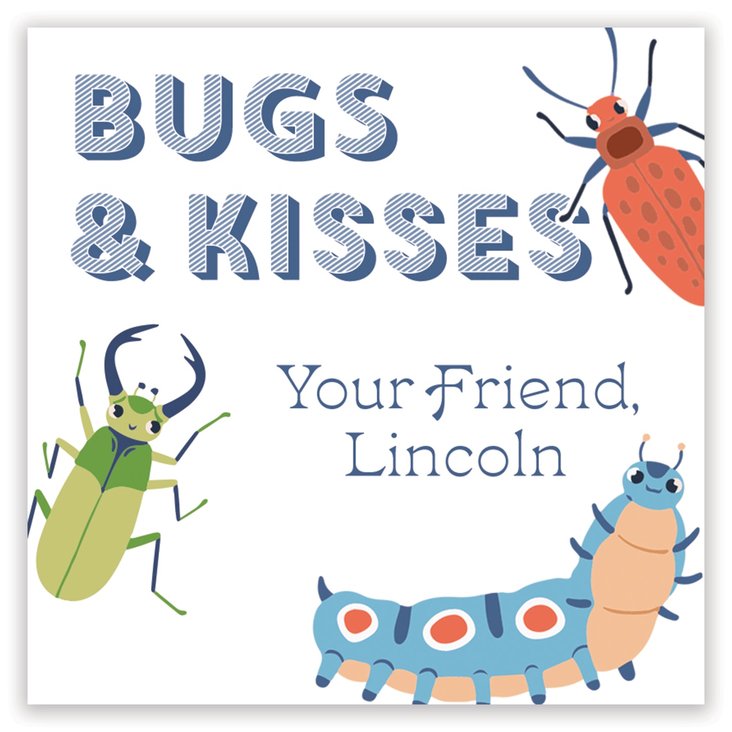 bugs & kisses valentine - blue