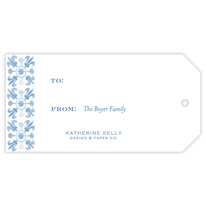 dark blue landscape tuscan tile personalized gift tag