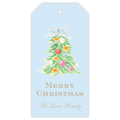 oh, christmas tree blue personalized gift tag