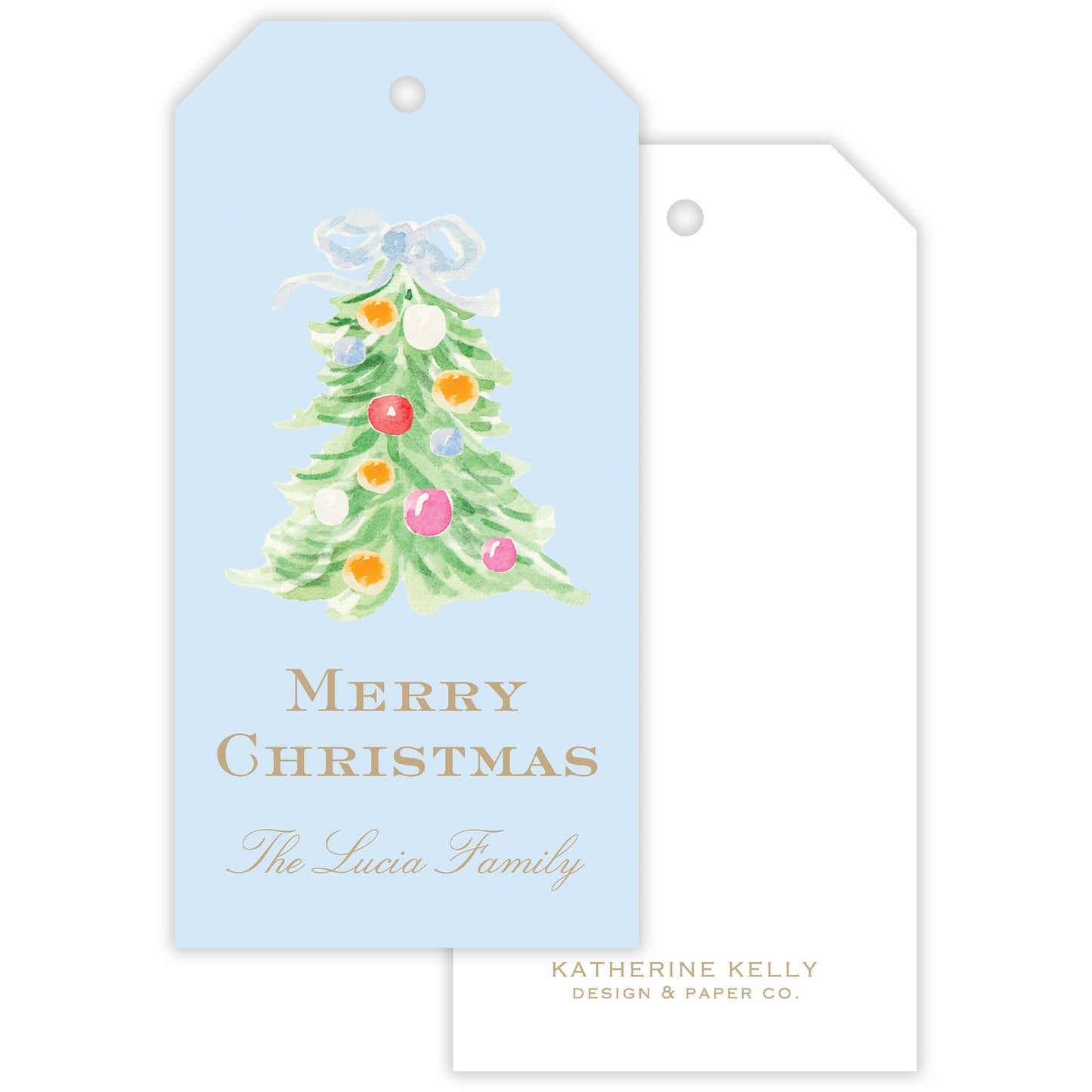 oh, christmas tree blue personalized gift tag