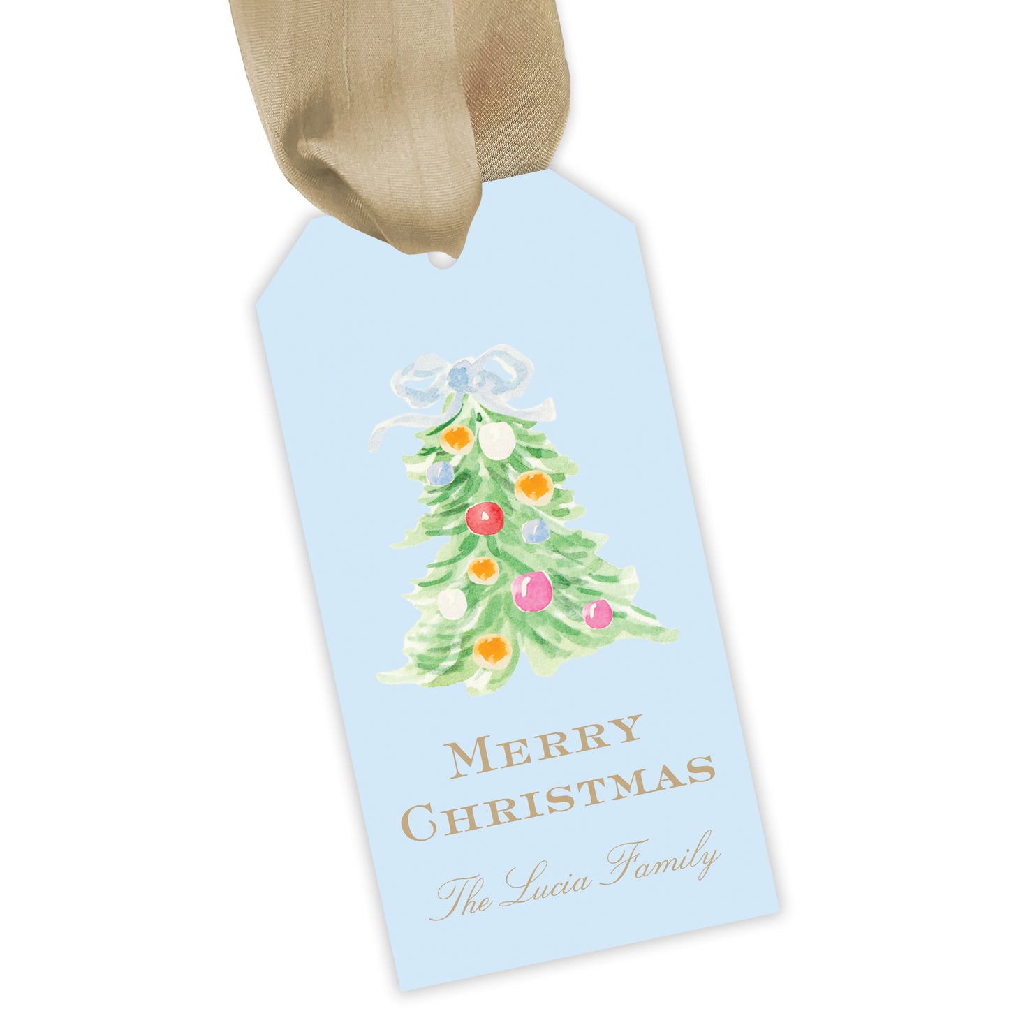 oh, christmas tree blue personalized gift tag