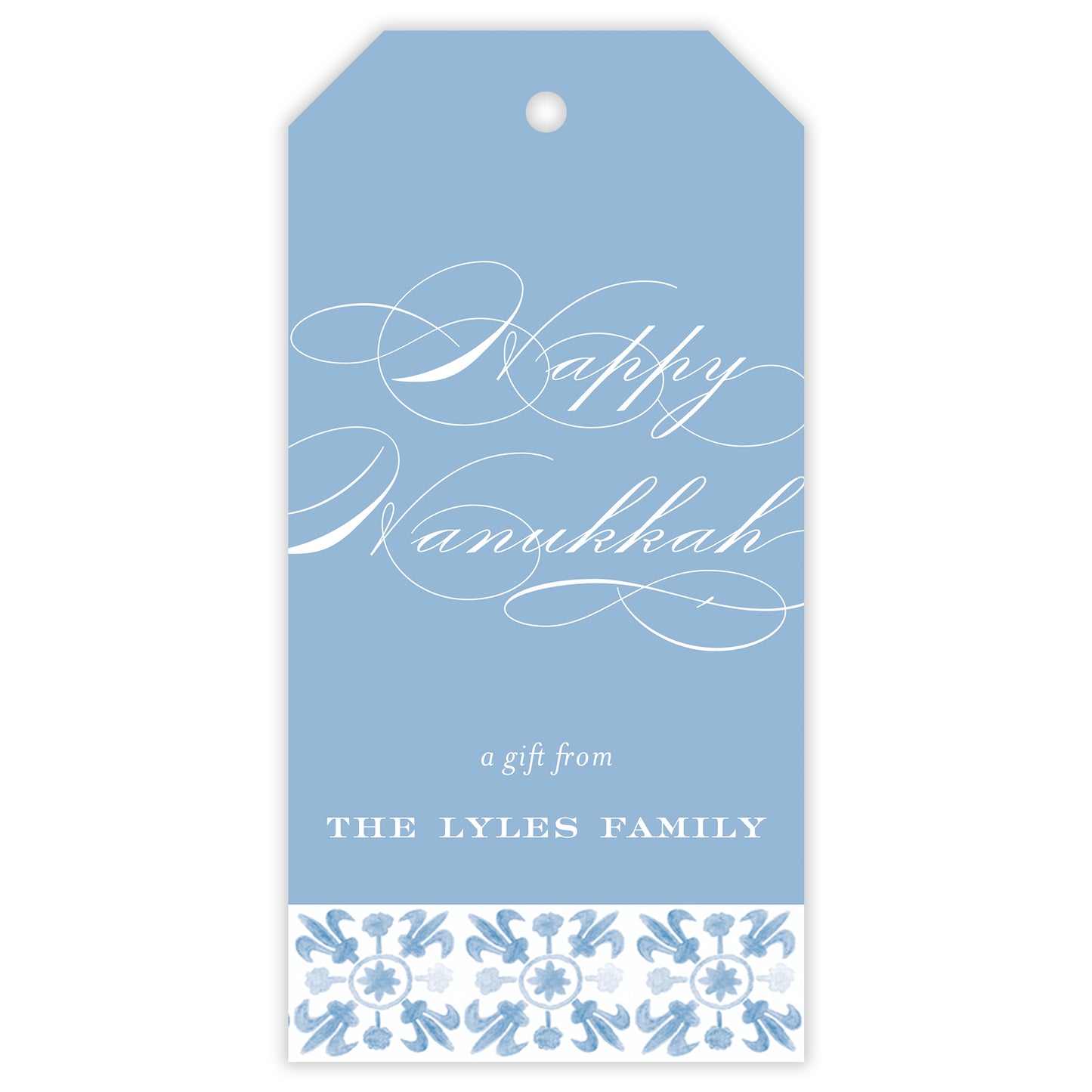 dark blue tuscan tile personalized gift tag