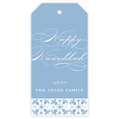 dark blue tuscan tile personalized gift tag