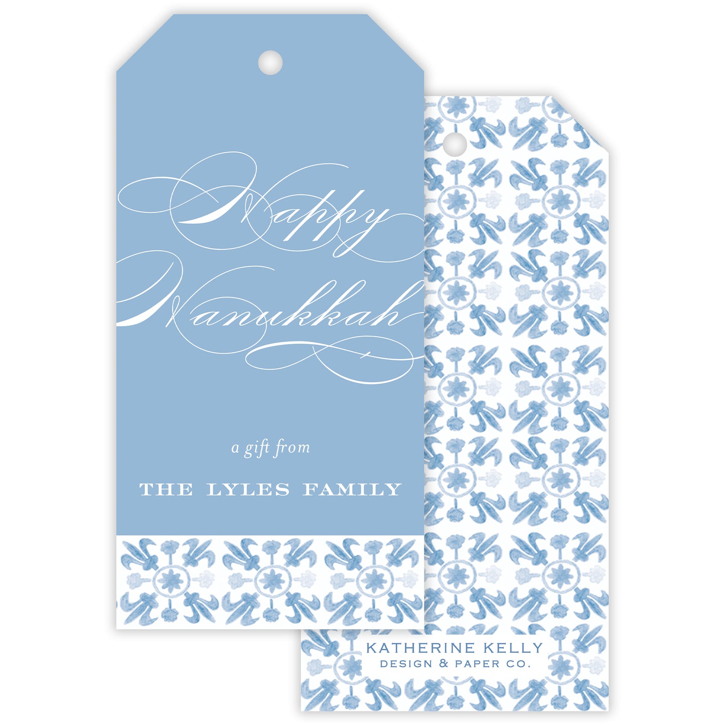 dark blue tuscan tile personalized gift tag