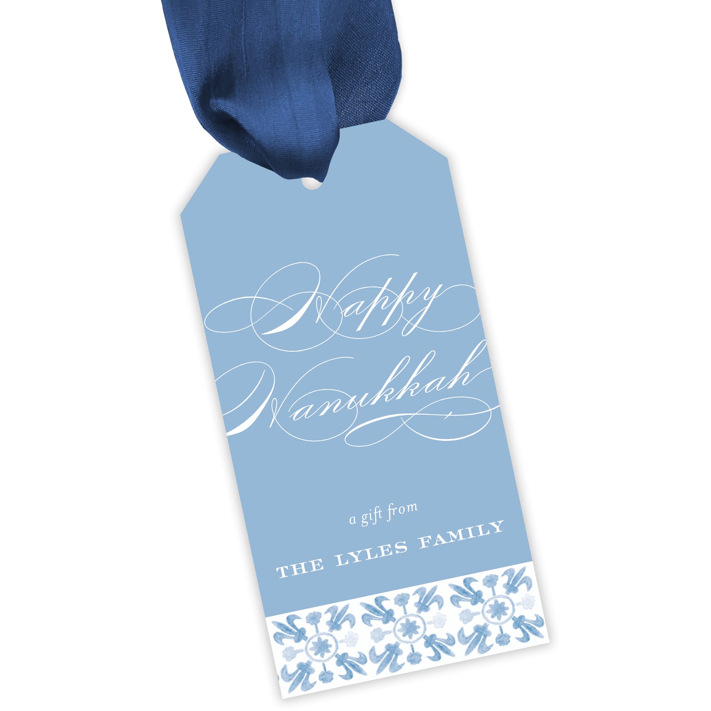 dark blue tuscan tile personalized gift tag