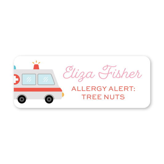 allergy alert vinyl school labels - pink