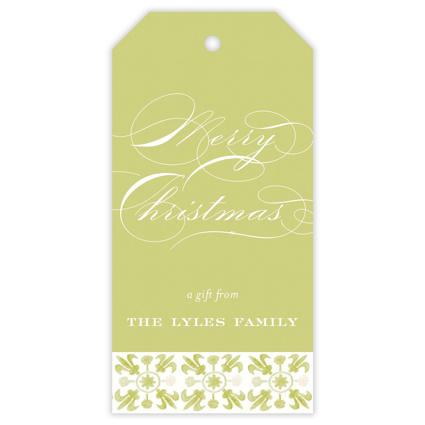 chartreuse tuscan tile personalized gift tag