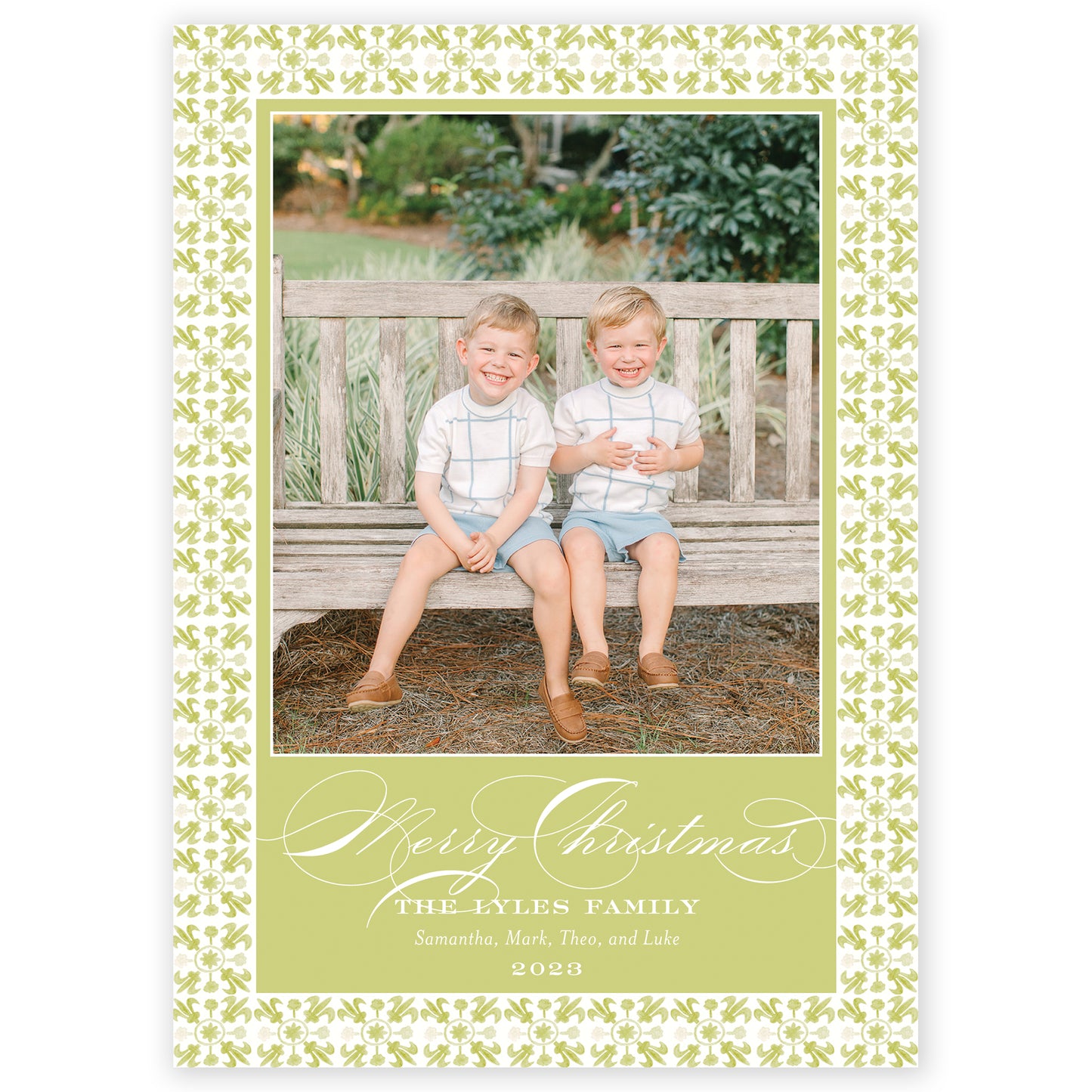 chartreuse tuscan tile holiday card