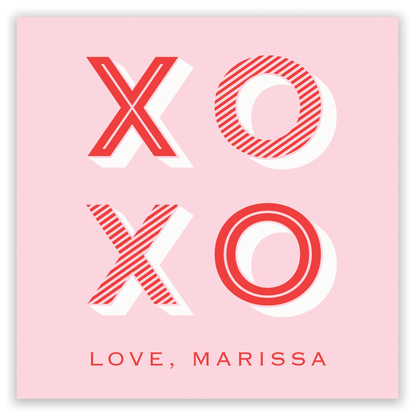 xo valentine - red on pink printable