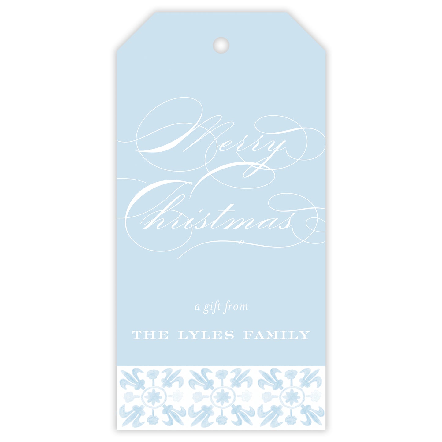 blue tuscan tile personalized gift tag