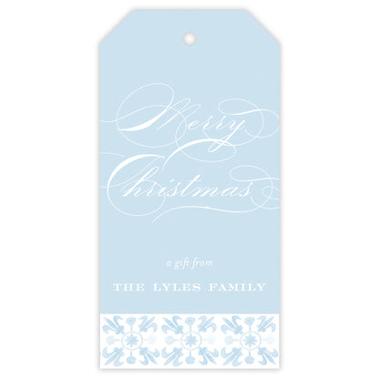 blue tuscan tile personalized gift tag