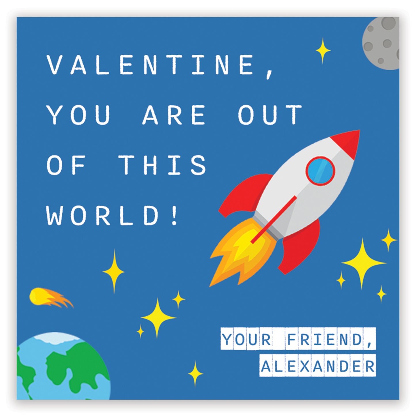 outer space valentine - blue