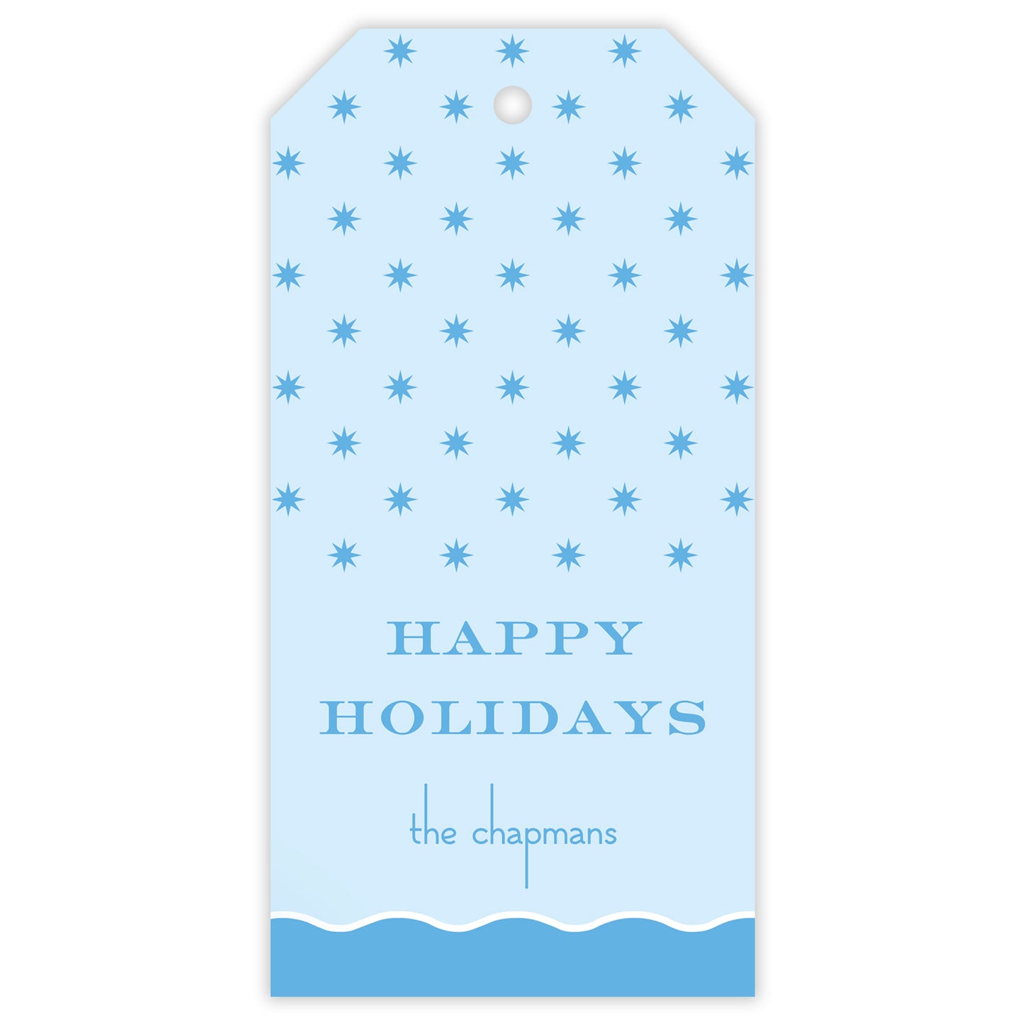 blue squiggle personalized gift tag