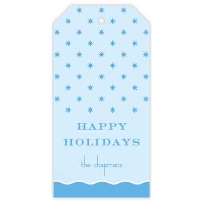 blue squiggle personalized gift tag