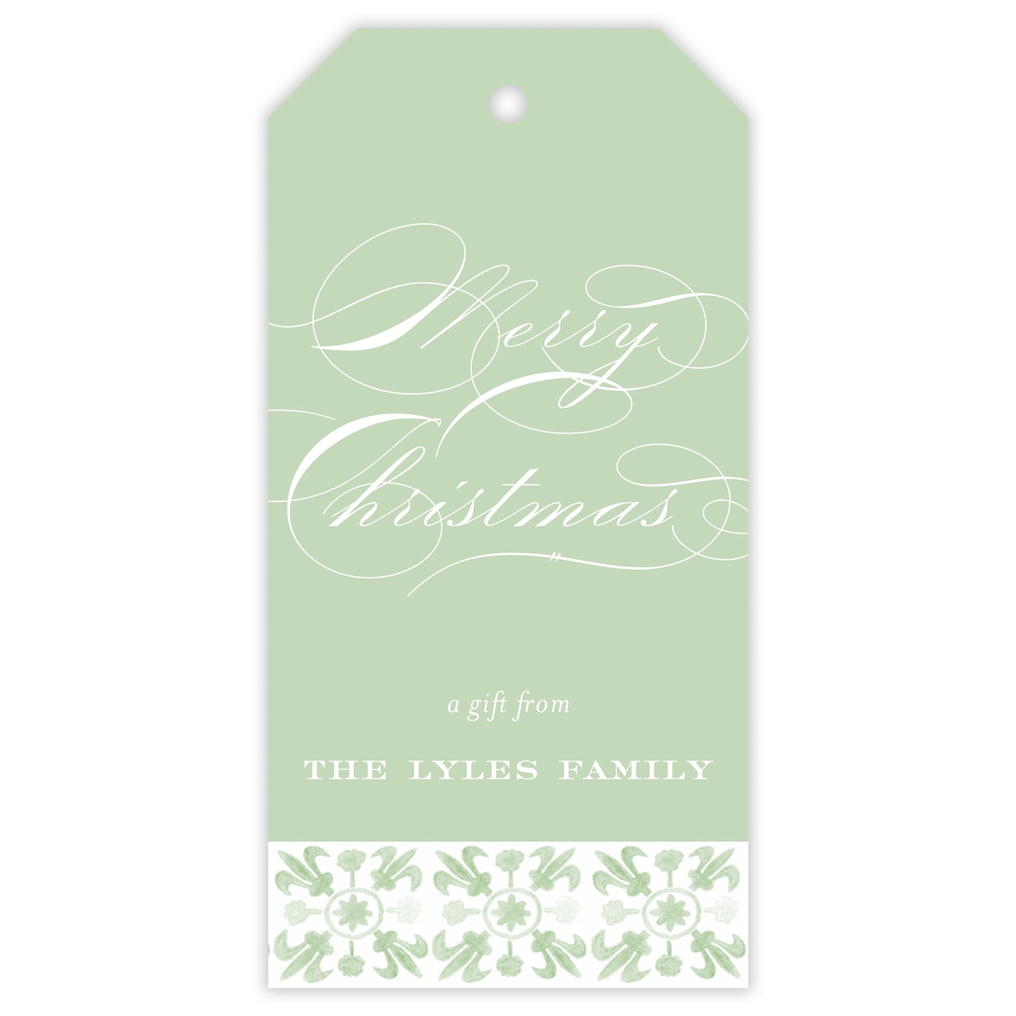 sage tuscan tile personalized gift tag