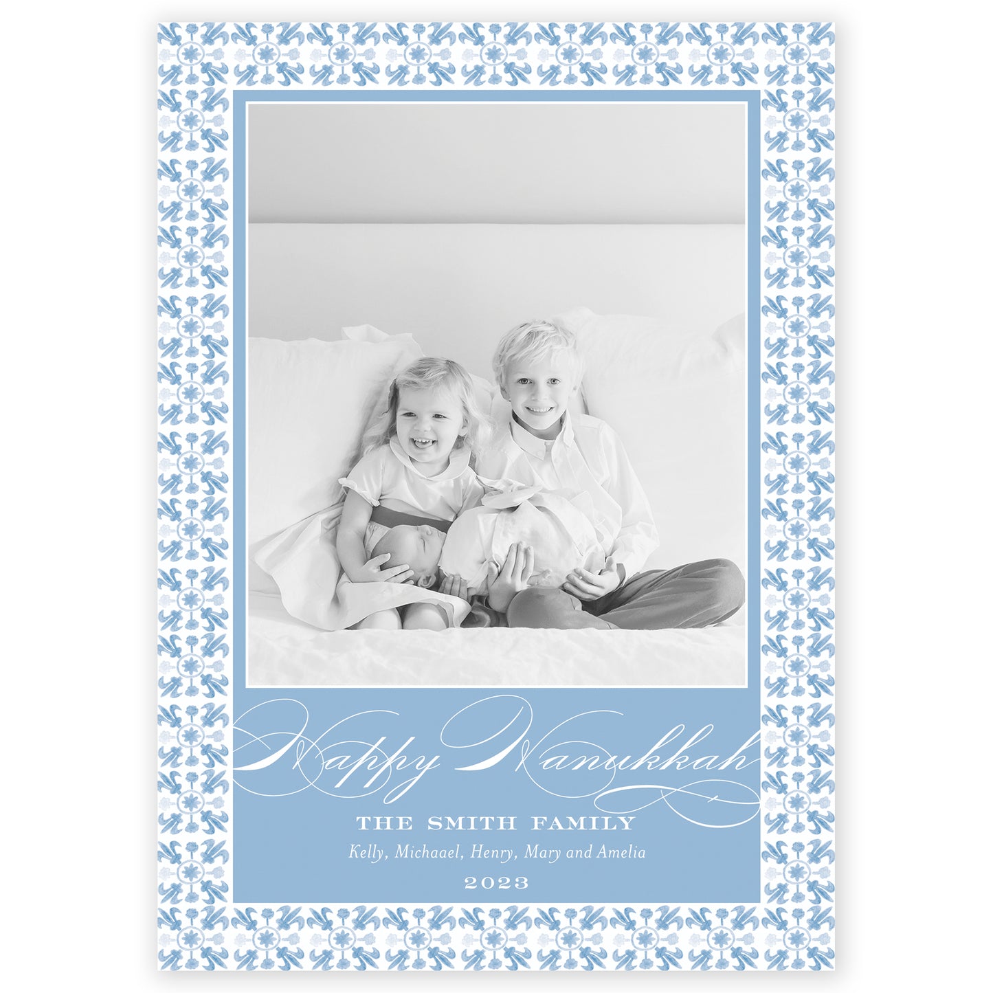 dark blue tuscan tile holiday card