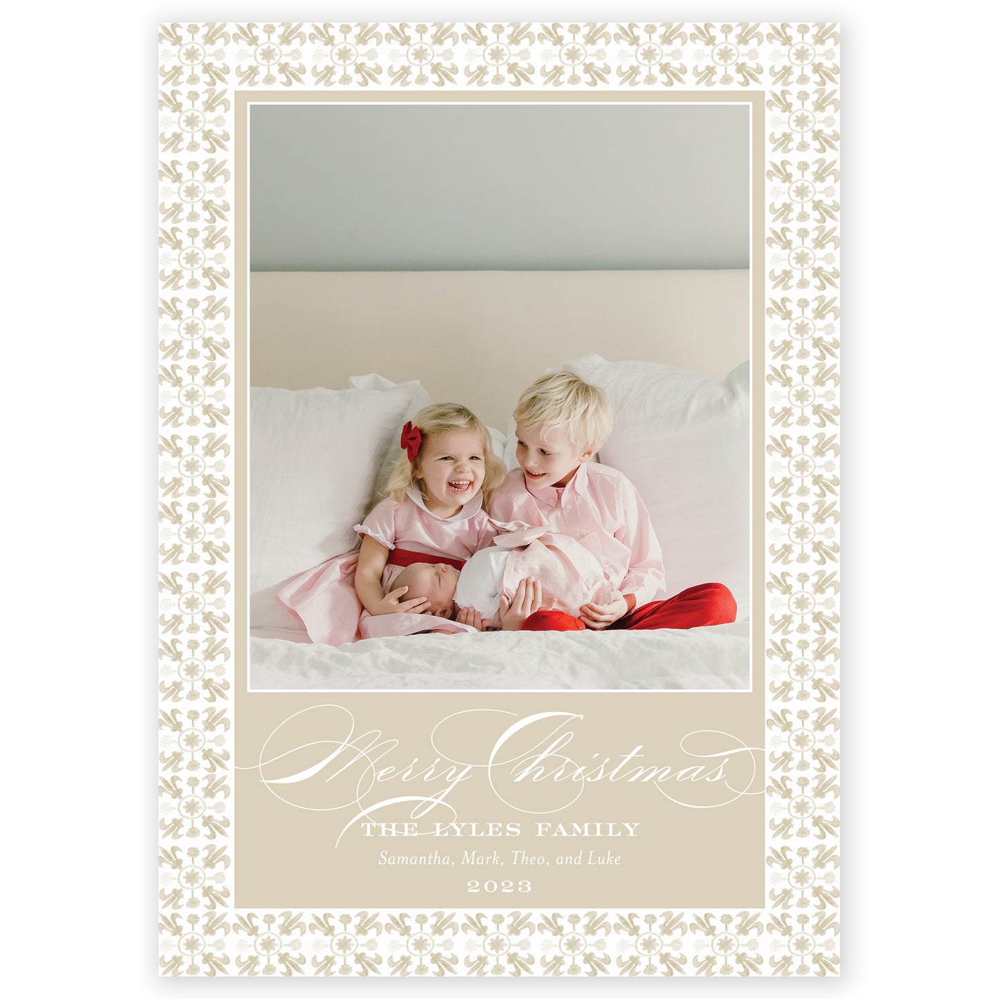 beige tuscan tile holiday card