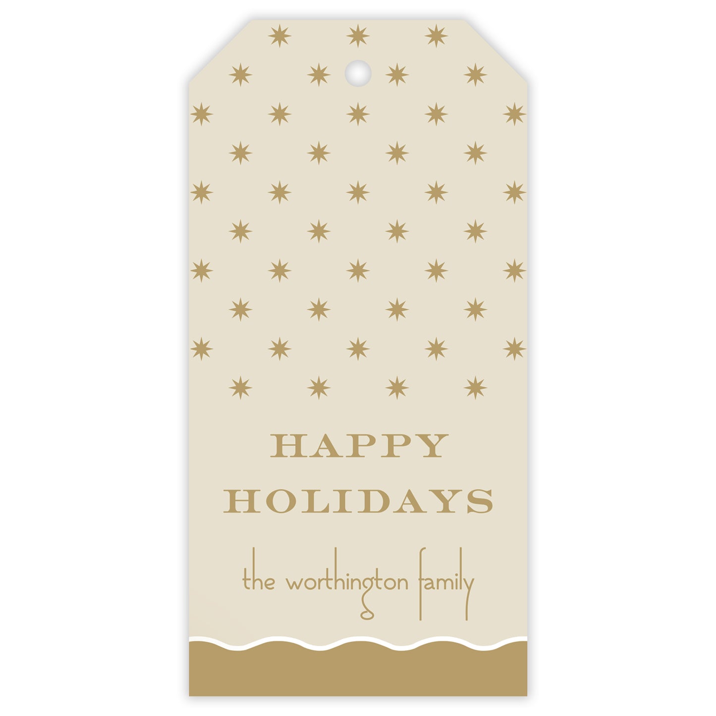 gold squiggle personalized gift tag