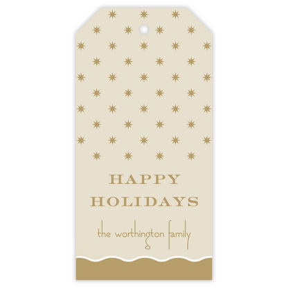 gold squiggle personalized gift tag