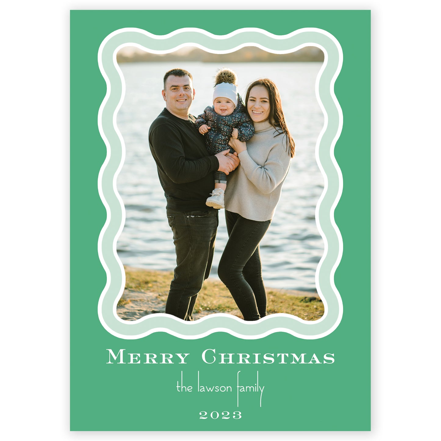 green squiggle holiday card