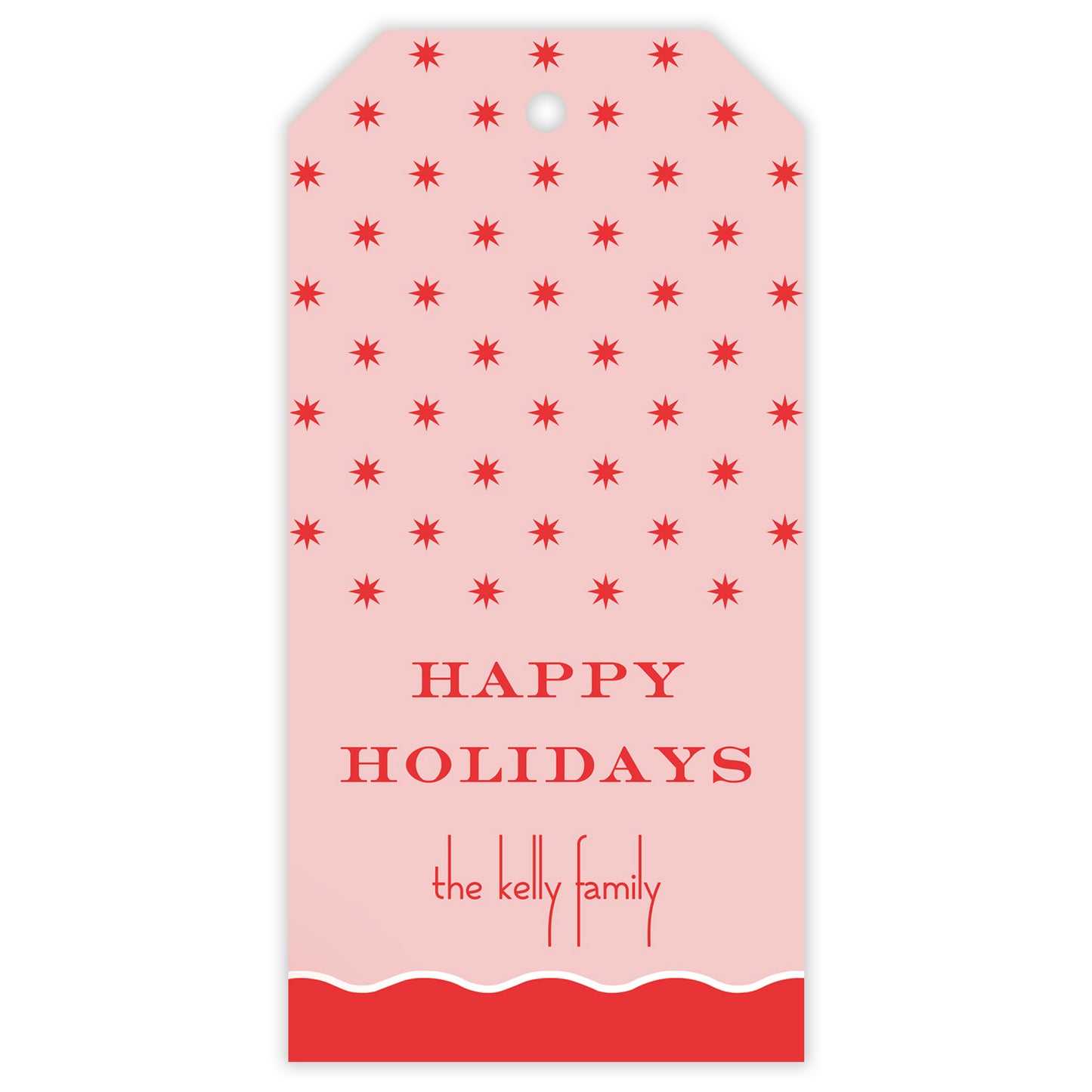 red squiggle personalized gift tag