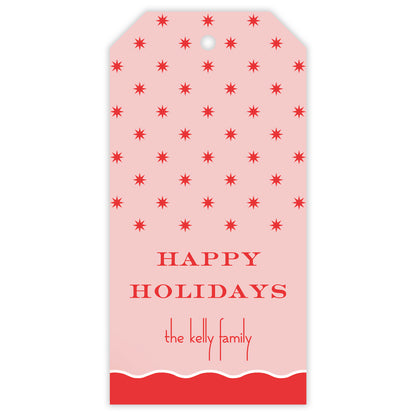 red squiggle personalized gift tag