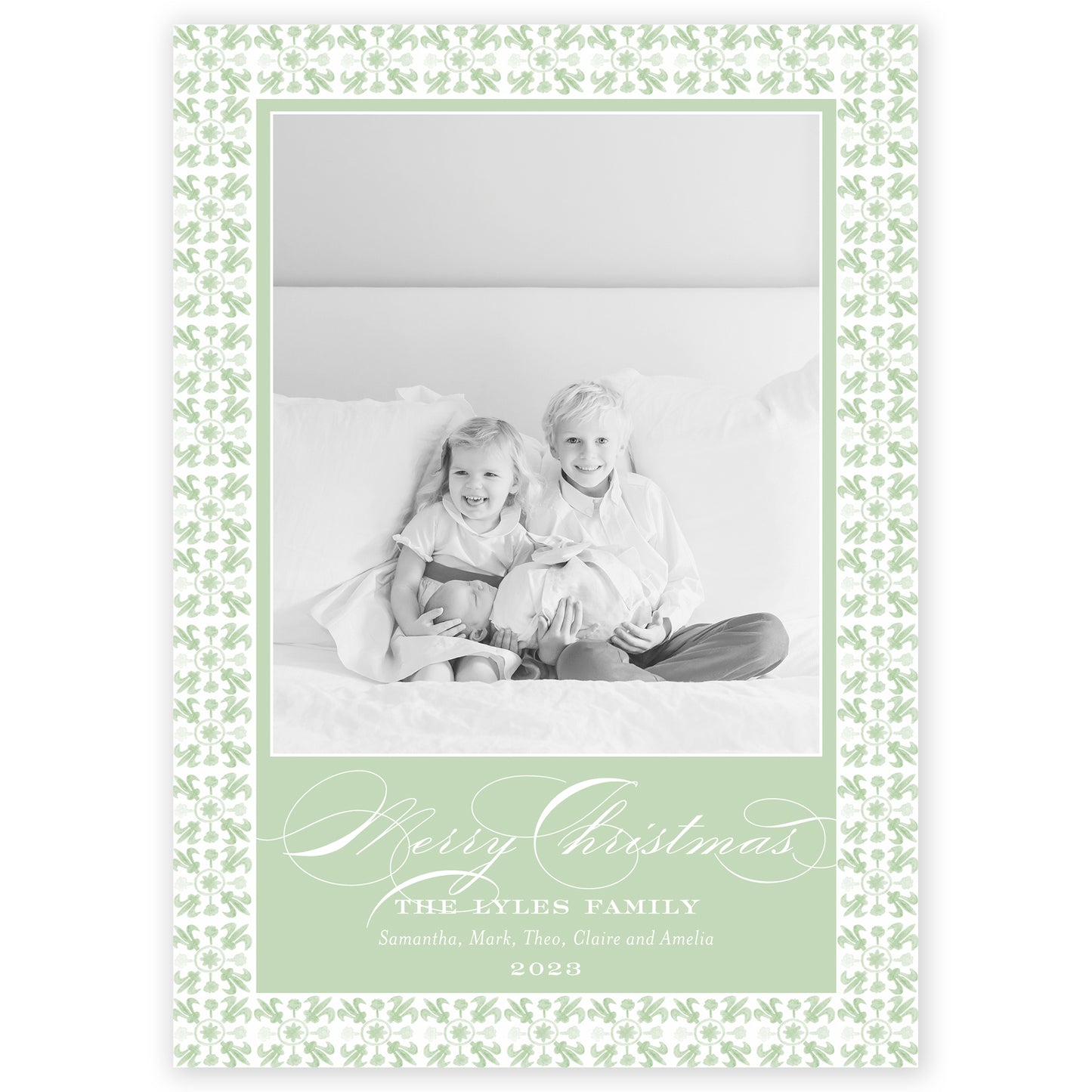 sage tuscan tile holiday card