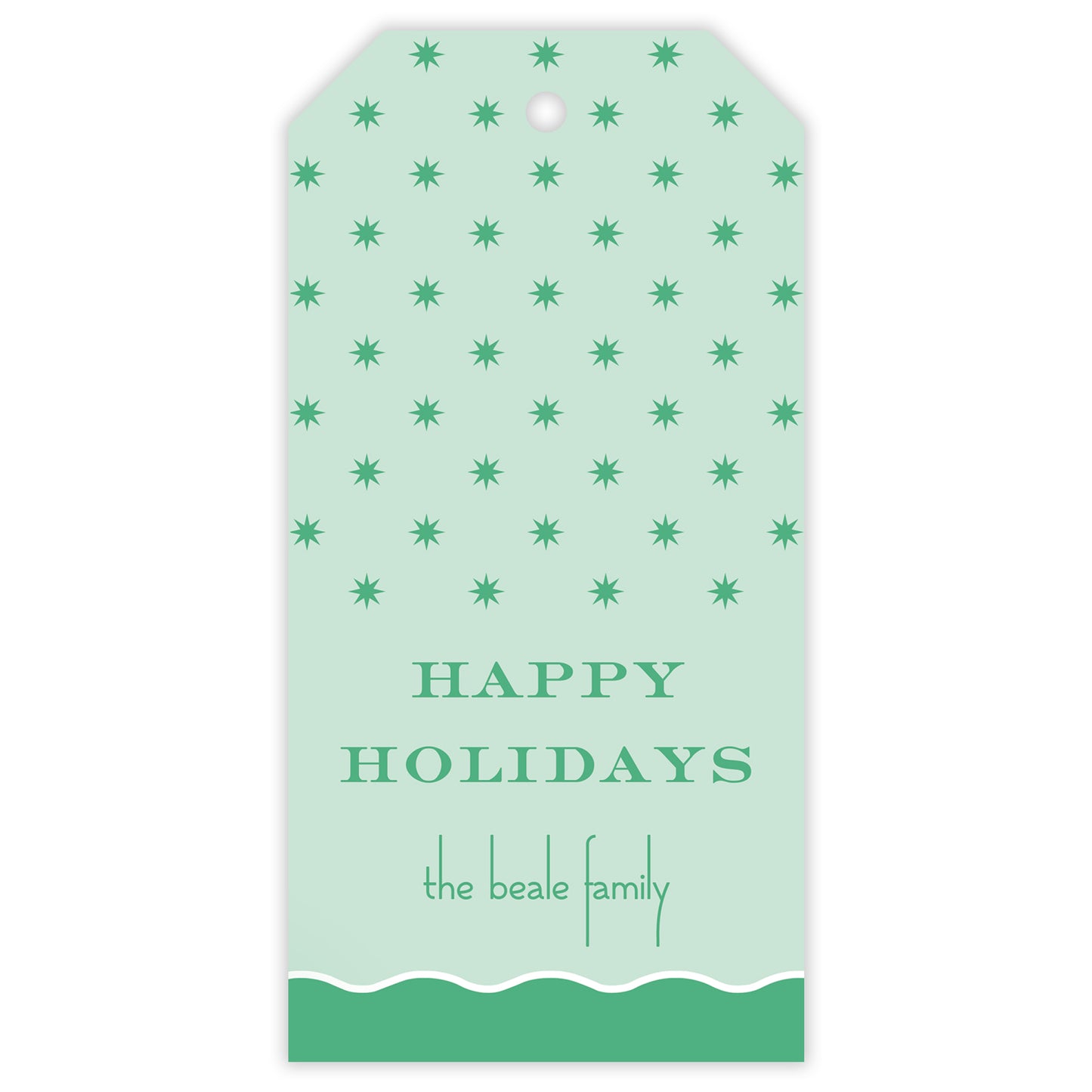 green squiggle personalized gift tag