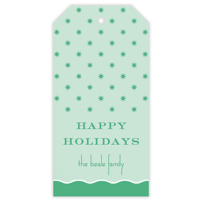 green squiggle personalized gift tag