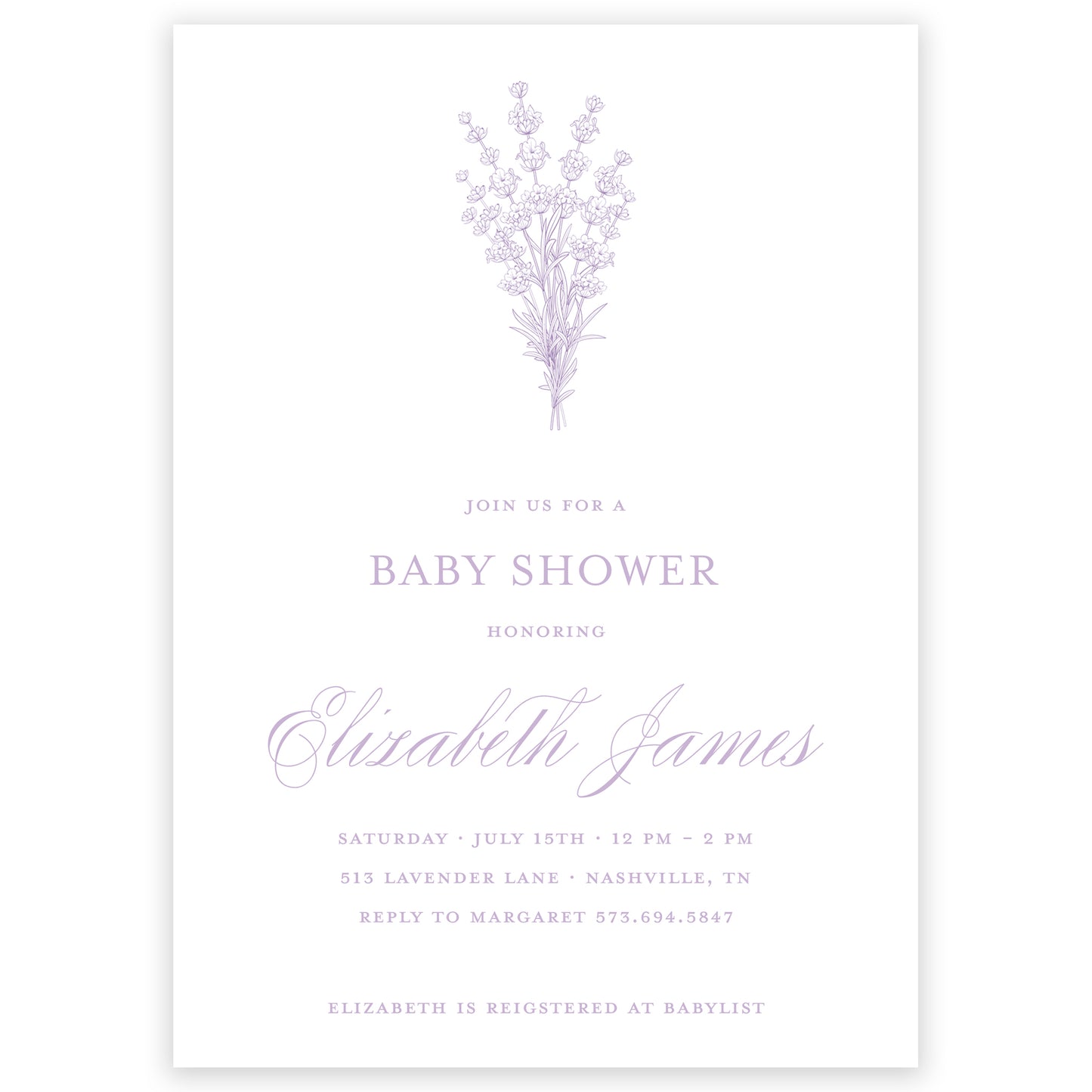 lavender fields party invitation