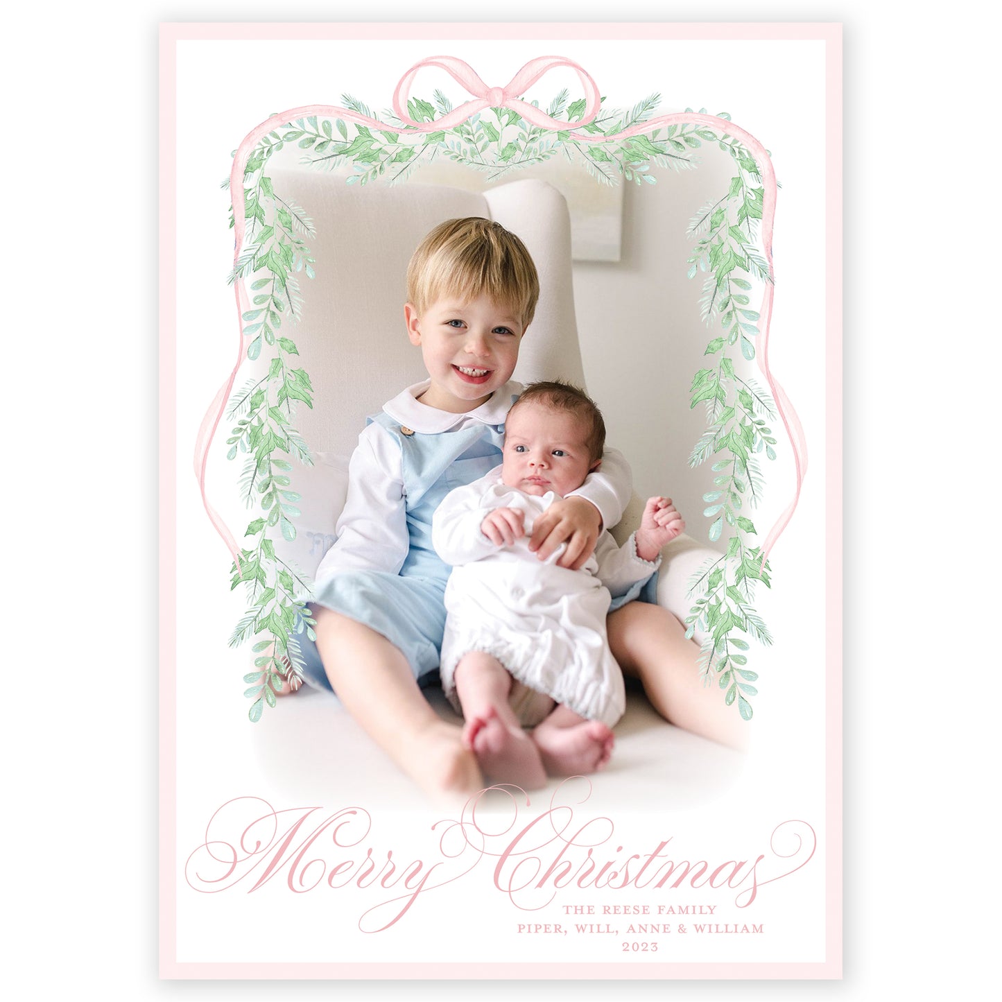 baby pink vine holiday card