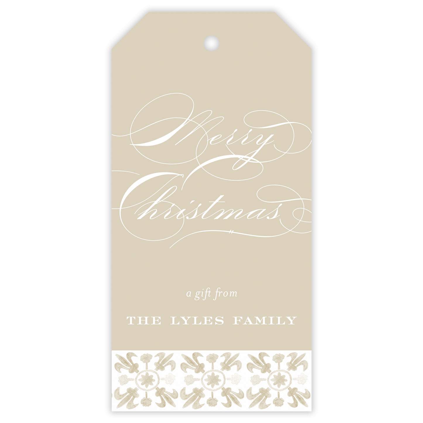 beige tuscan tile personalized gift tag