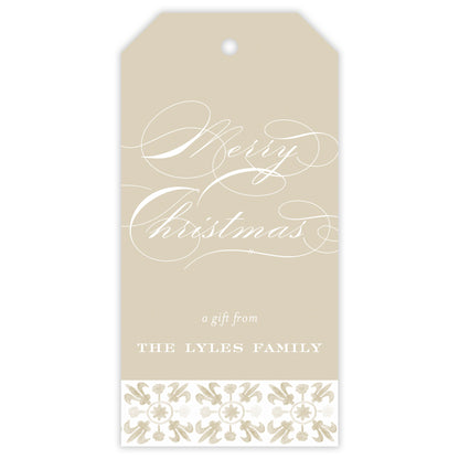 beige tuscan tile personalized gift tag