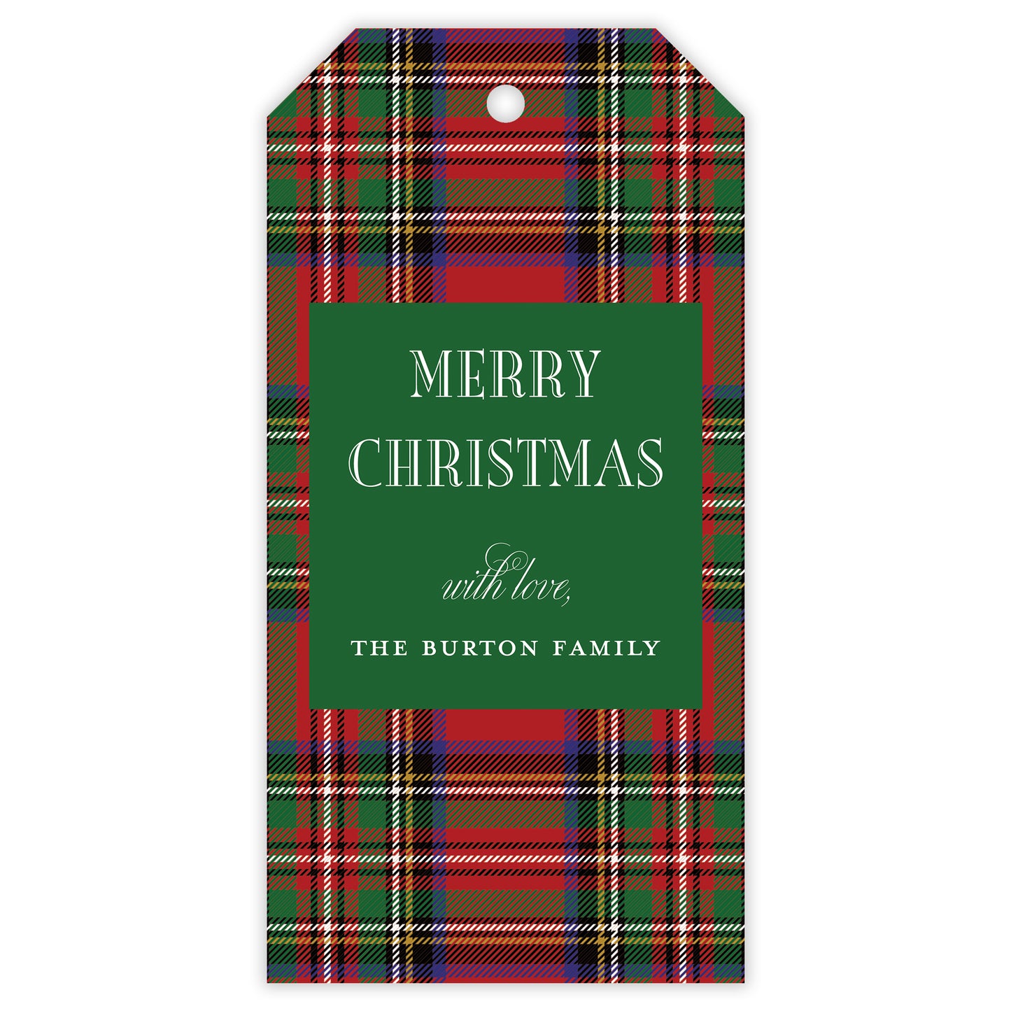 kelly plaid personalized gift tag