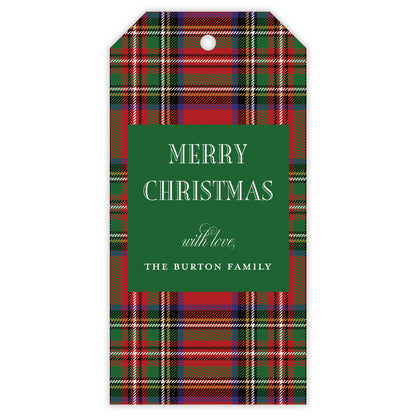 kelly plaid personalized gift tag