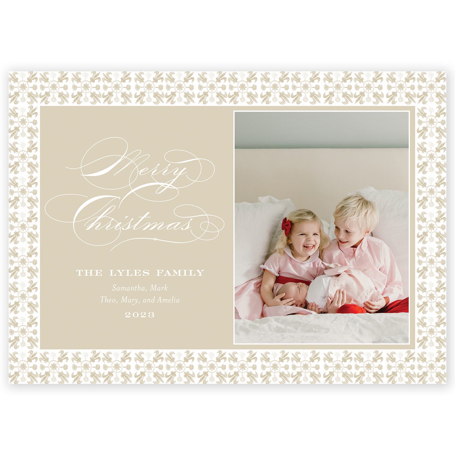 beige landscape tuscan tile holiday card