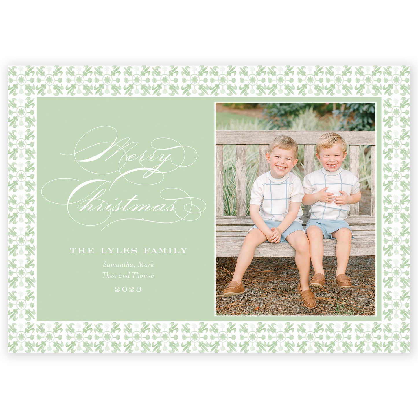 sage landscape tuscan tile holiday card