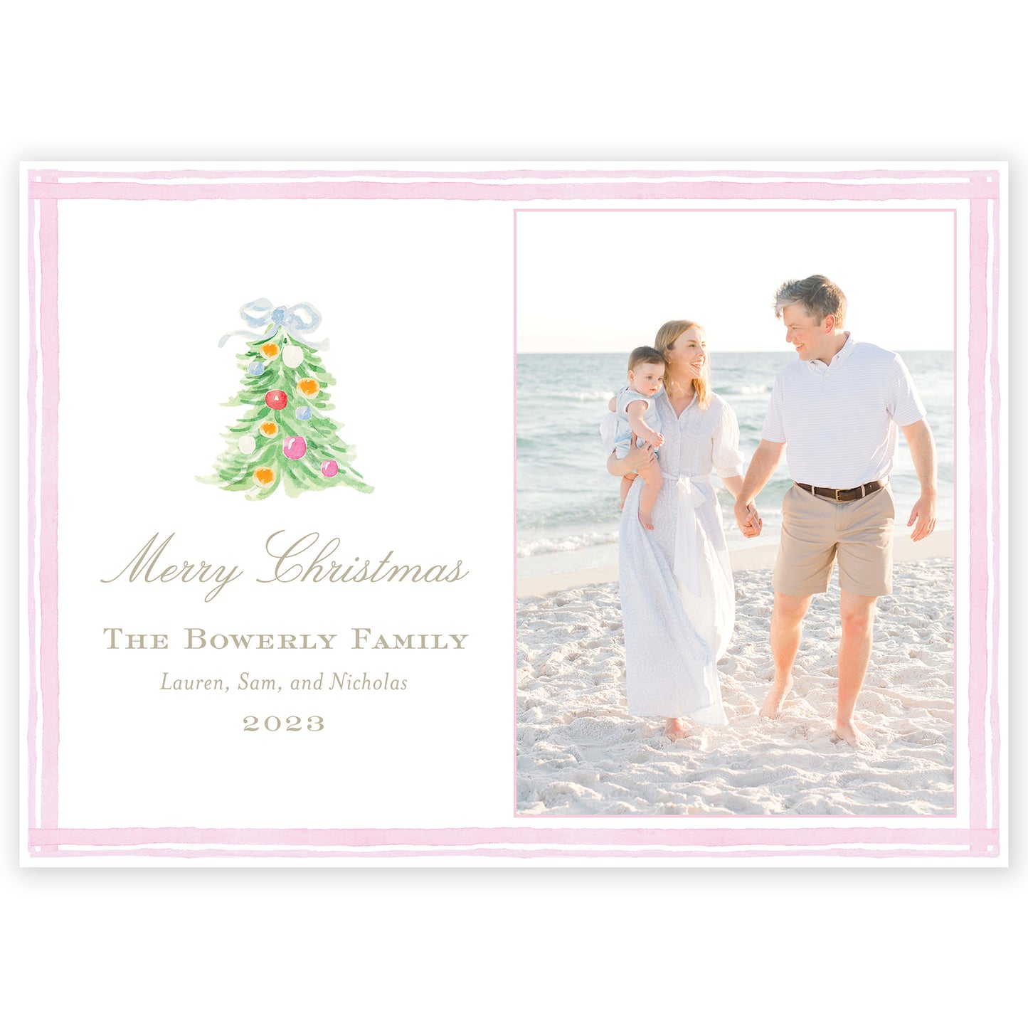 oh, christmas tree pink horizontal holiday card