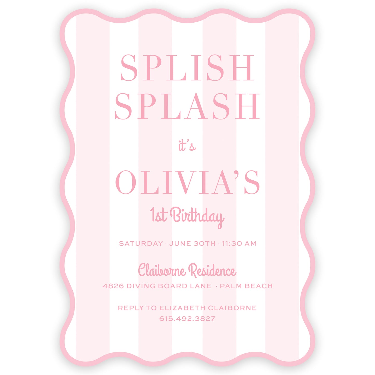 pink splish splash birthday invitation