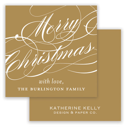 christmas script gold enclosure card