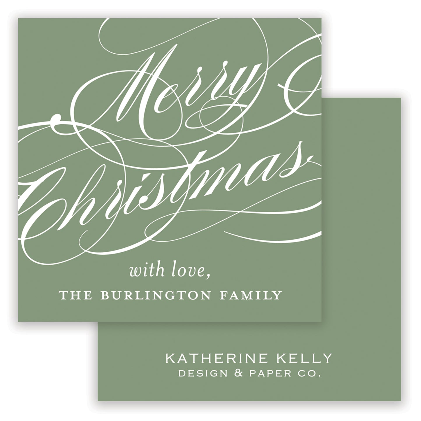 christmas script sage enclosure card